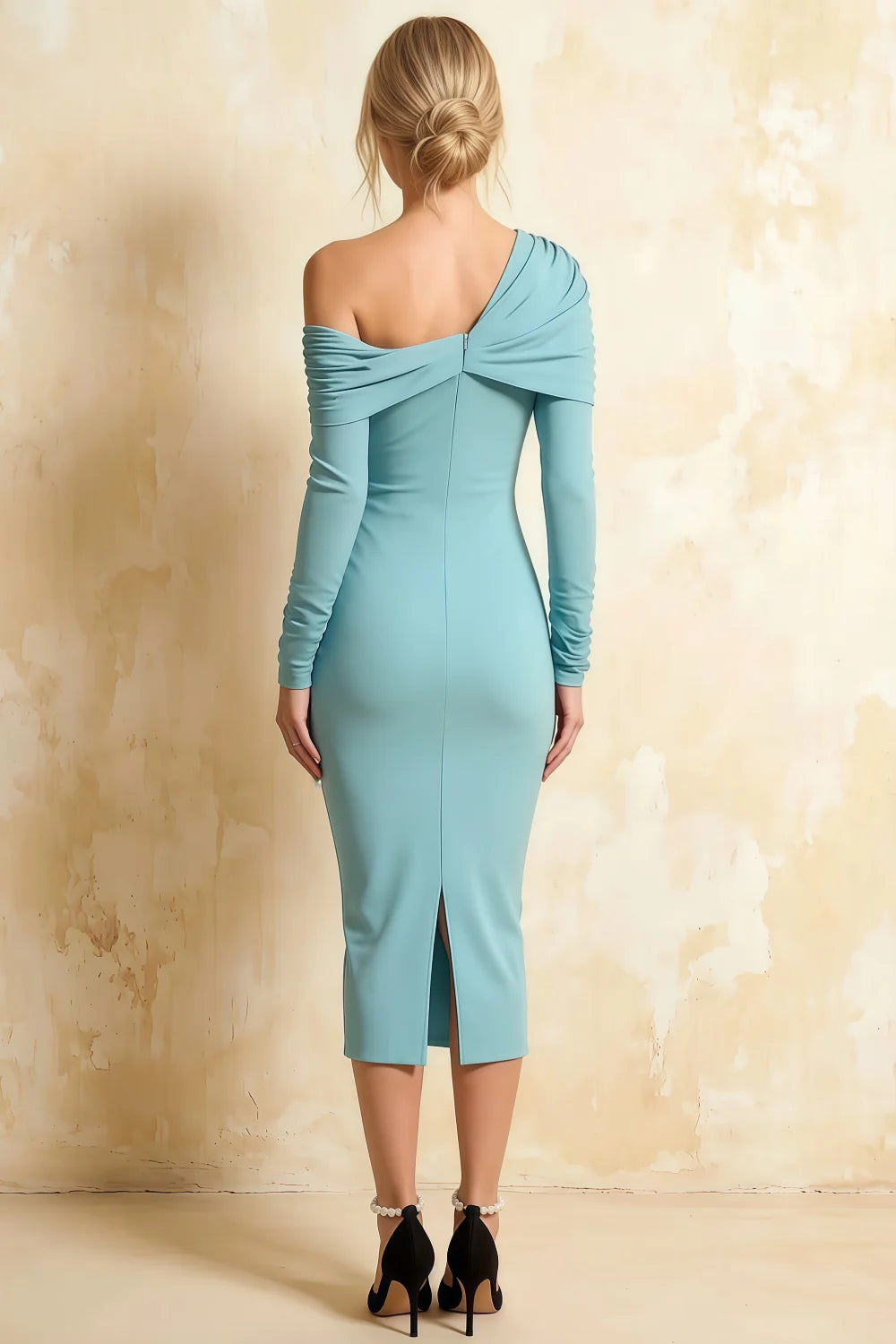 Hope Powder Blue Mermaid Long Sleeve Midi Dress