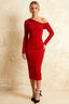 Hope Red Mermaid Long Sleeve Midi Dress