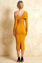 Hope Yellow Mermaid Long Sleeve Midi Dress