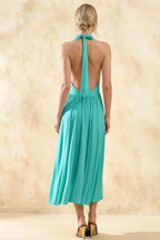 Ilene Aqua Jersey Cowl Neck Midi Dress