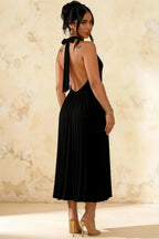 Ilene Black Jersey Cowl Neck Midi Dress