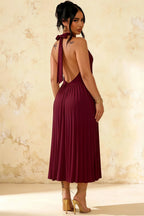 Ilene Burgundy Jersey Cowl Neck Midi Dress