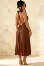 Ilene Coffee Jersey Cowl Neck Midi Dress