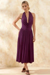 Ilene Grape Jersey Cowl Neck Midi Dress