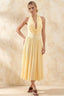 Ilene Lemon Jersey Cowl Neck Midi Dress