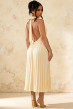 Ilene Lemon Jersey Cowl Neck Midi Dress