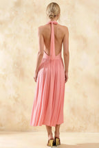 Ilene Pink Jersey Cowl Neck Midi Dress