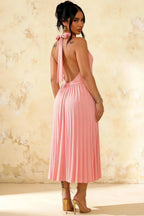 Ilene Pink Jersey Cowl Neck Midi Dress