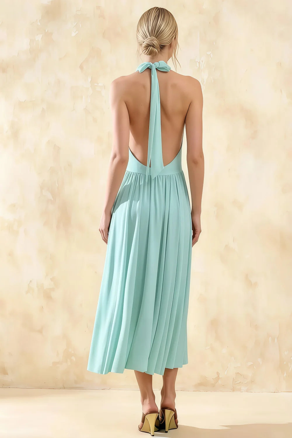 Ilene Powder Blue Jersey Cowl Neck Midi Dress