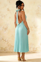 Ilene Powder Blue Jersey Cowl Neck Midi Dress