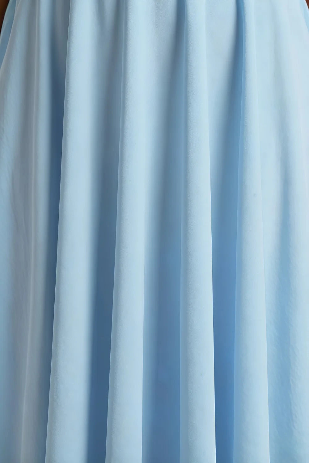 Iris Baby Blue Scuba Crepe High Neck Midi Dress