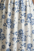 Iris Blue Floral High Neck Midi Dress