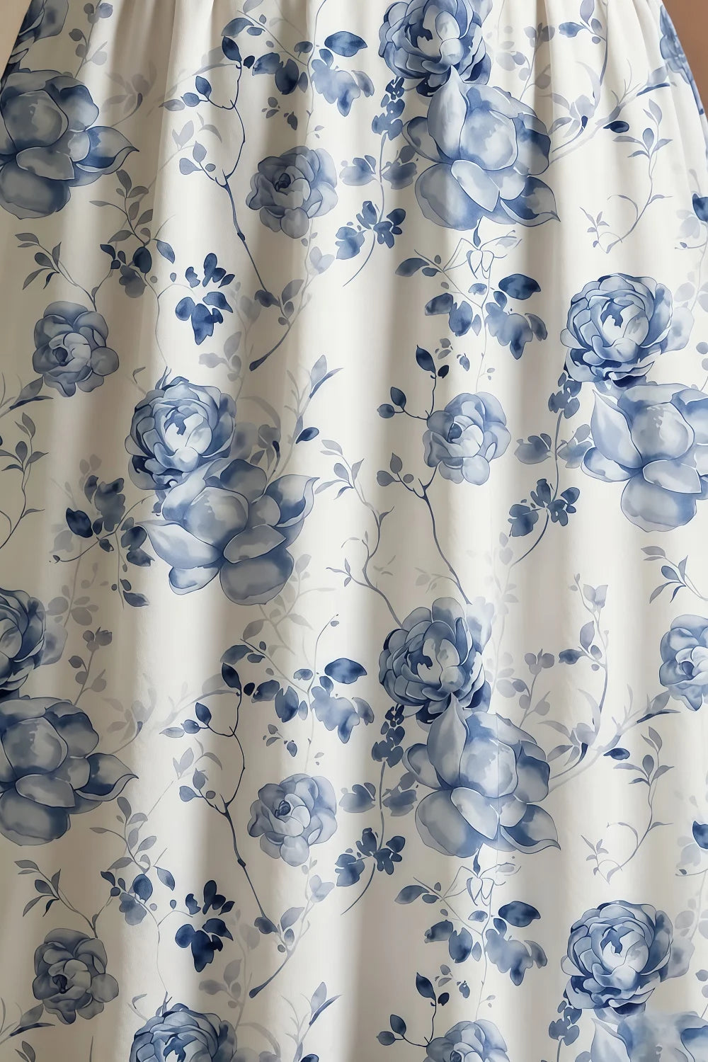 Iris Blue Floral High Neck Midi Dress