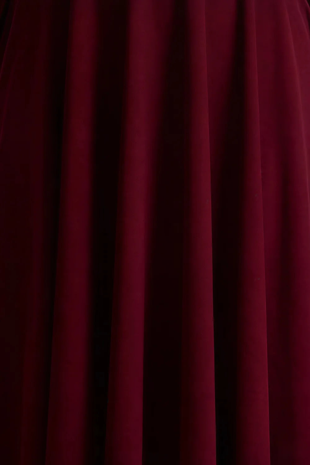 Iris Burgundy Scuba Crepe High Neck Midi Dress