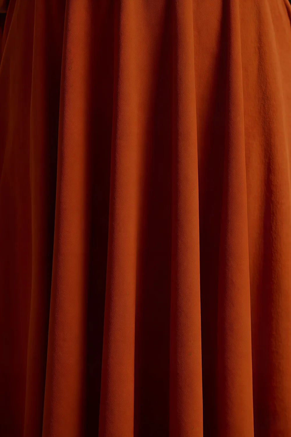 Iris Burnt Orange Scuba Crepe High Neck Midi Dress