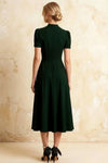 Iris Dark Green Scuba Crepe High Neck Midi Dress