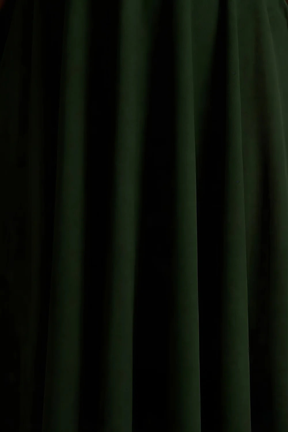 Iris Dark Green Scuba Crepe High Neck Midi Dress