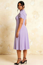 Iris Lavender Scuba Crepe High Neck Midi Dress