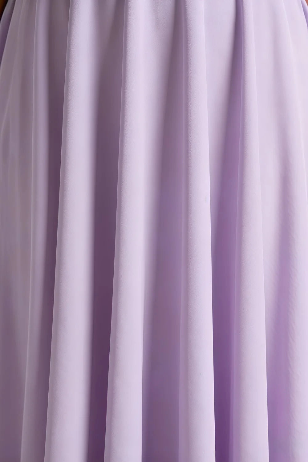 Vestido midi Iris Lavender de cuello alto en crepé de buceo