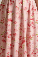 Iris Light Pink Floral High Neck Midi Dress