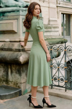 Iris Mint Scuba Crepe High Neck Midi Dress