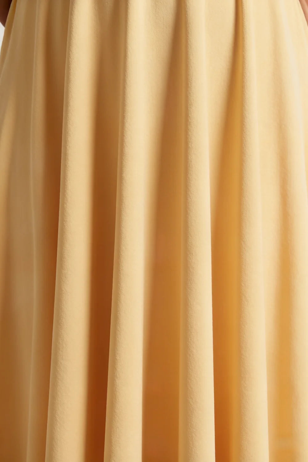 Iris Yellow Scuba Crepe High Neck Midi Dress