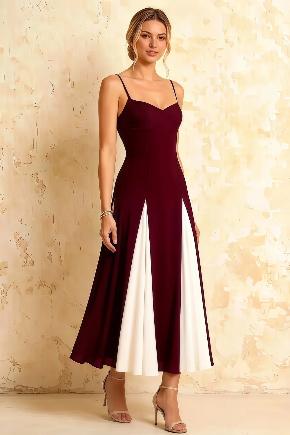 Isabel Burgundy Tulle A Line Midi Dress