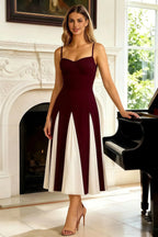 Isabel Burgundy Tulle A Line Midi Dress