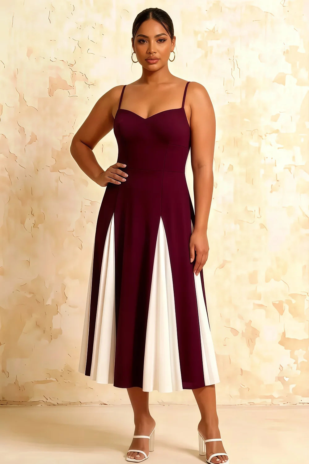 Isabel Burgundy Tulle A Line Midi Dress