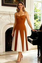 Isabel Burnt Orange Tulle A Line Midi Dress