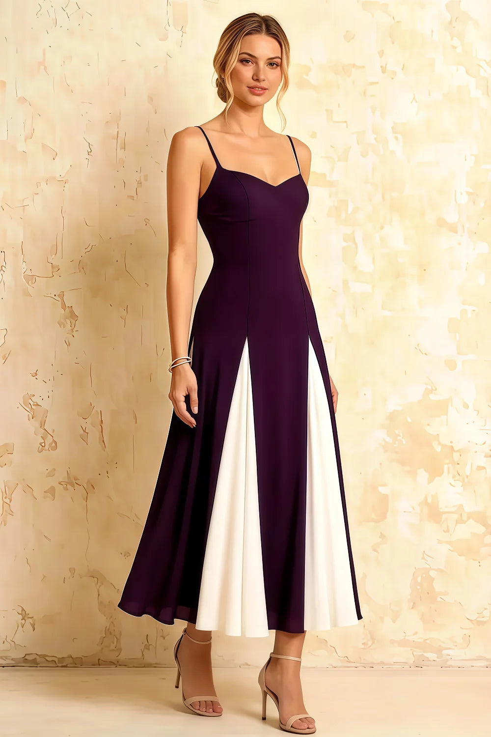 Isabel Grape Tulle A Line Midi Dress