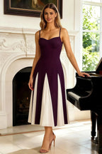 Isabel Grape Tulle A Line Midi Dress