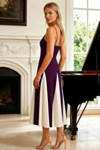 Isabel Grape Tulle A Line Midi Dress