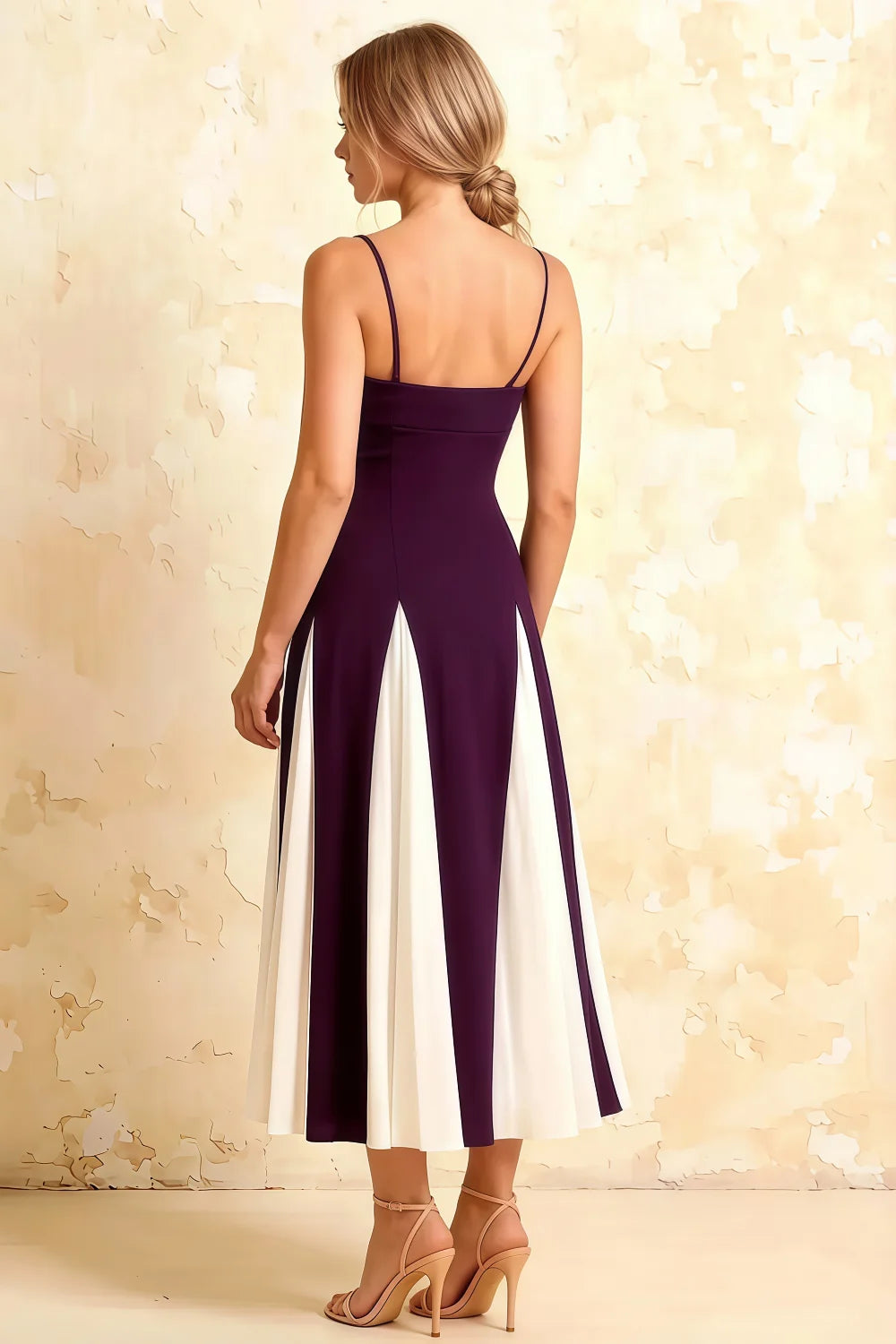 Isabel Grape Tulle A Line Midi Dress