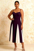 Isabel Grape Tulle A Line Midi Dress