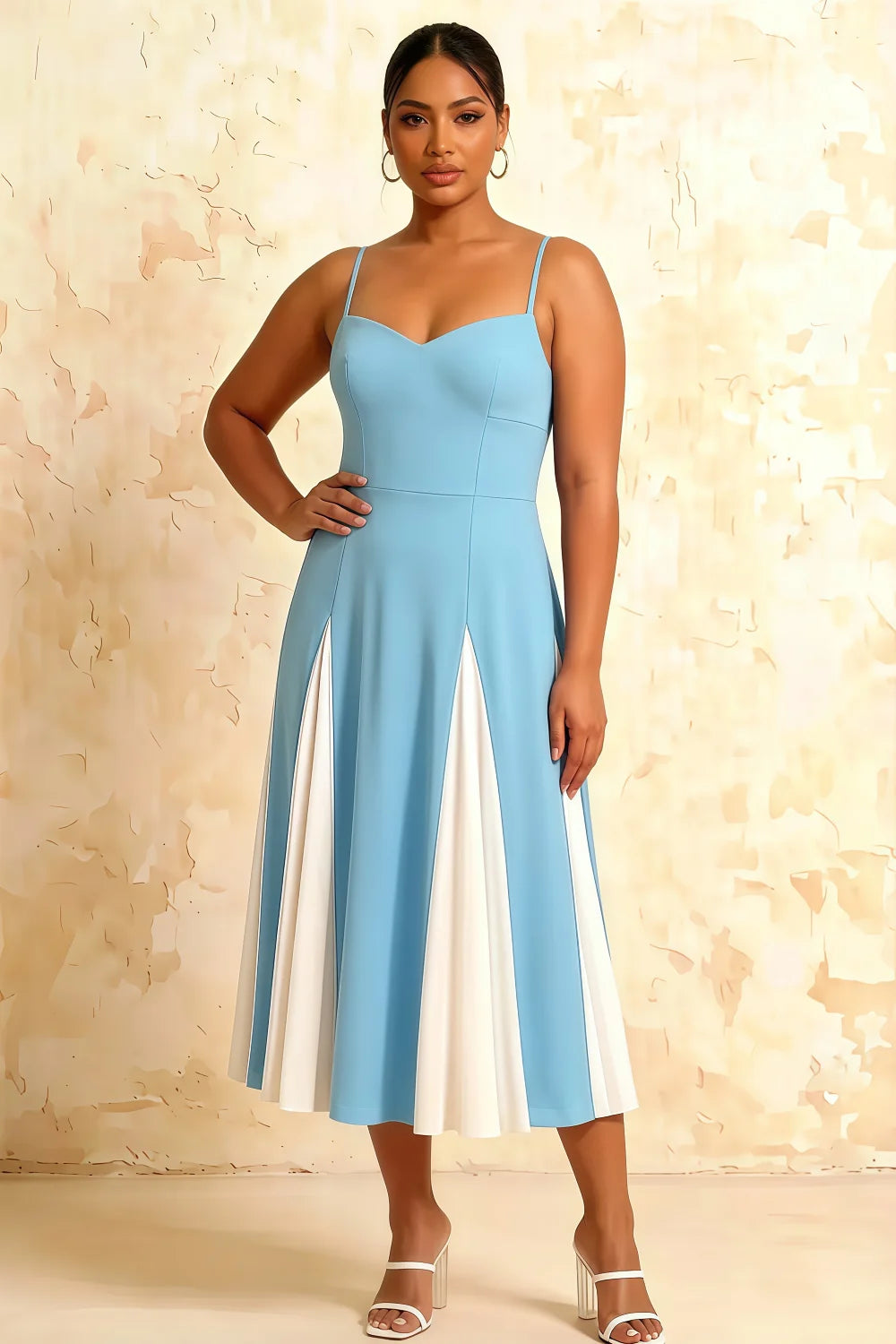 Isabel Light Blue Tulle A Line Midi Dress
