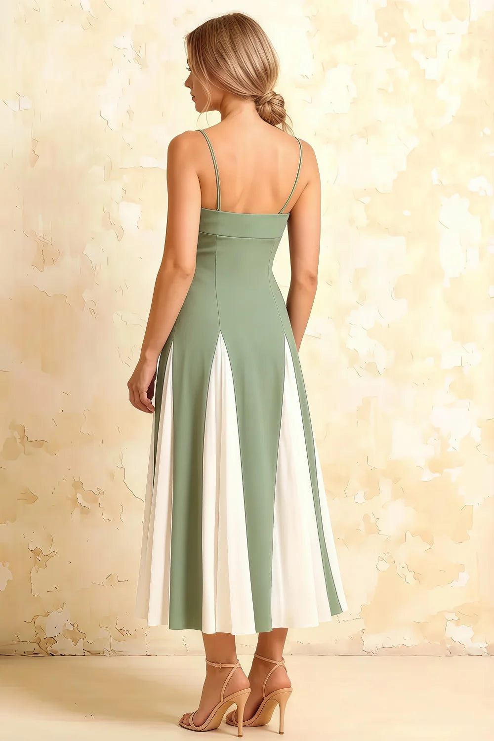 Vestido Midi Línea A de Tul Menta Isabel