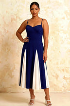 Isabel Navy Tulle A Line Midi Dress