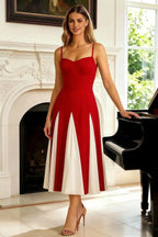 Isabel Red Tulle A Line Midi Dress