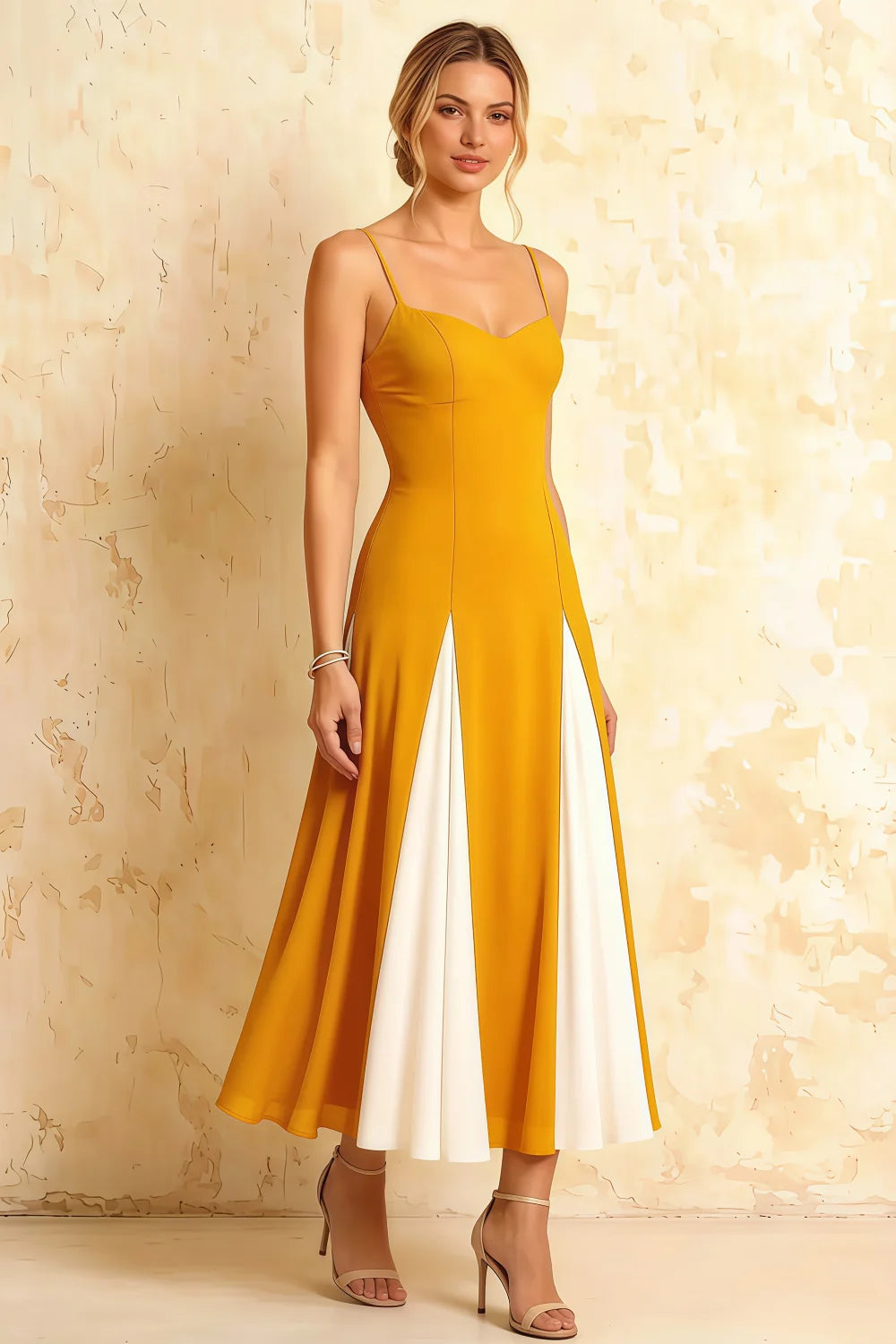 Isabel Yellow Tulle A Line Midi Dress Main image