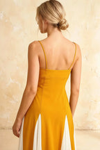 Isabel Yellow Tulle A Line Midi Dress