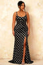 Isabella Black Polka Dot Square Neck Maxi Dress