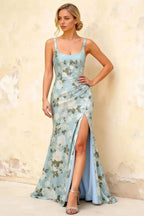 Isabella Blue Floral Square Neck Maxi Dress