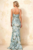 Isabella Blue Floral Square Neck Maxi Dress