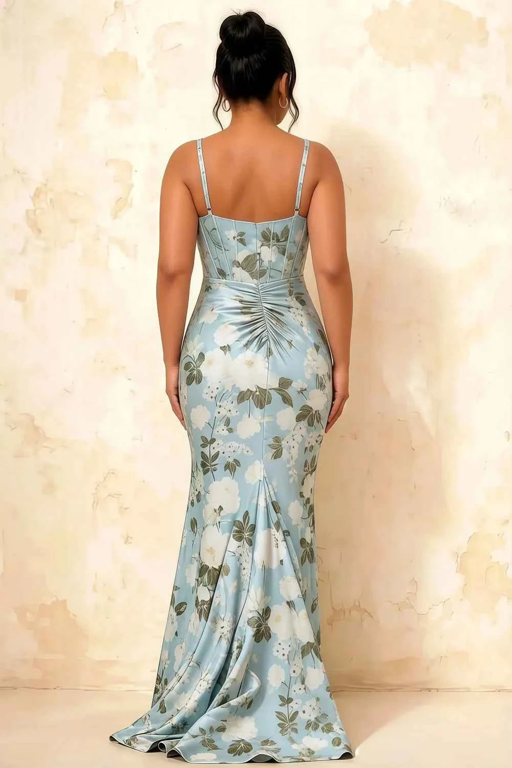 Isabella Blue Floral Square Neck Maxi Dress