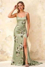 Isabella Green Floral Square Neck Maxi Dress