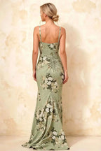 Isabella Green Floral Square Neck Maxi Dress