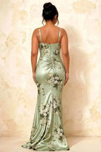 Isabella Green Floral Square Neck Maxi Dress