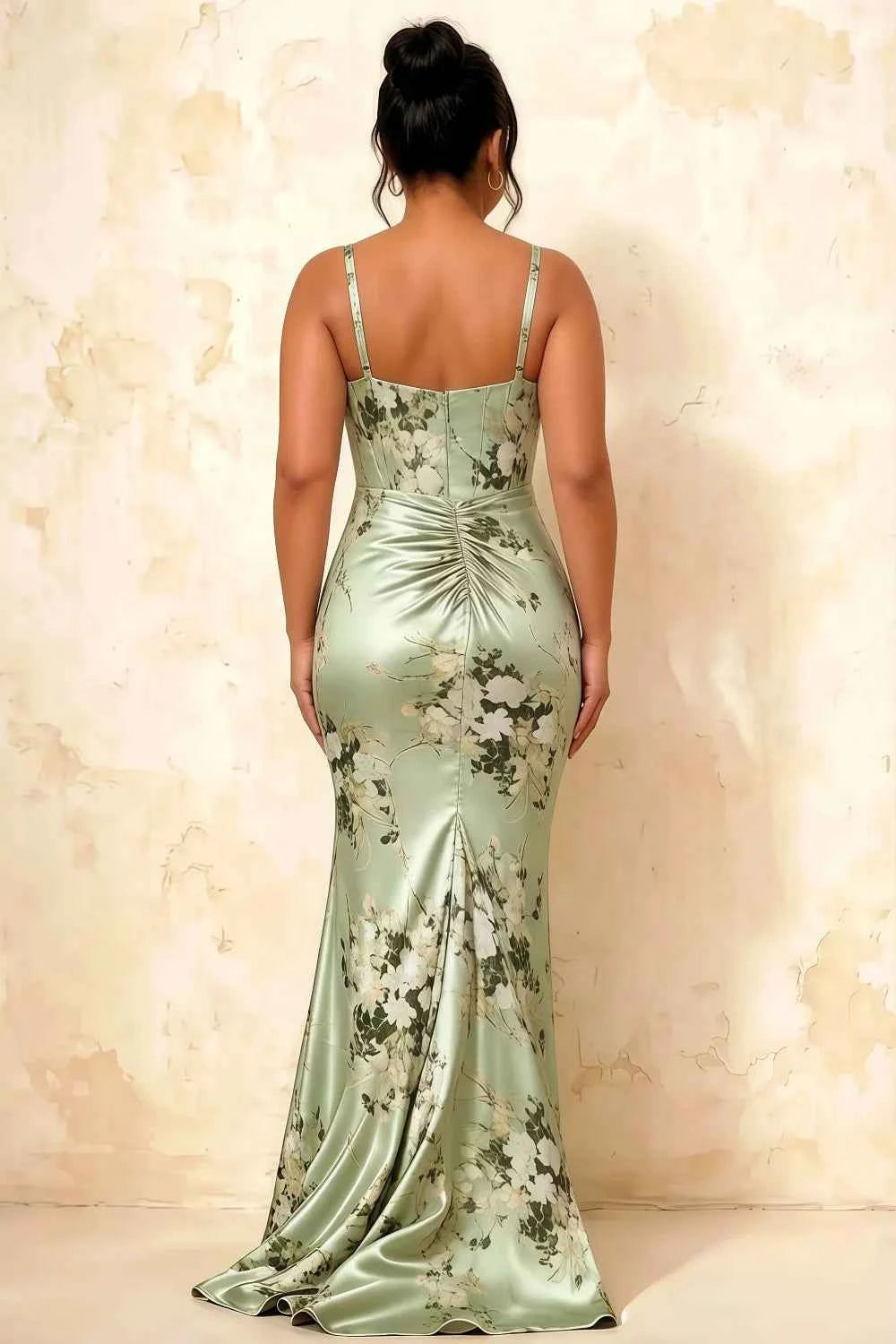 Isabella Green Floral Square Neck Maxi Dress
