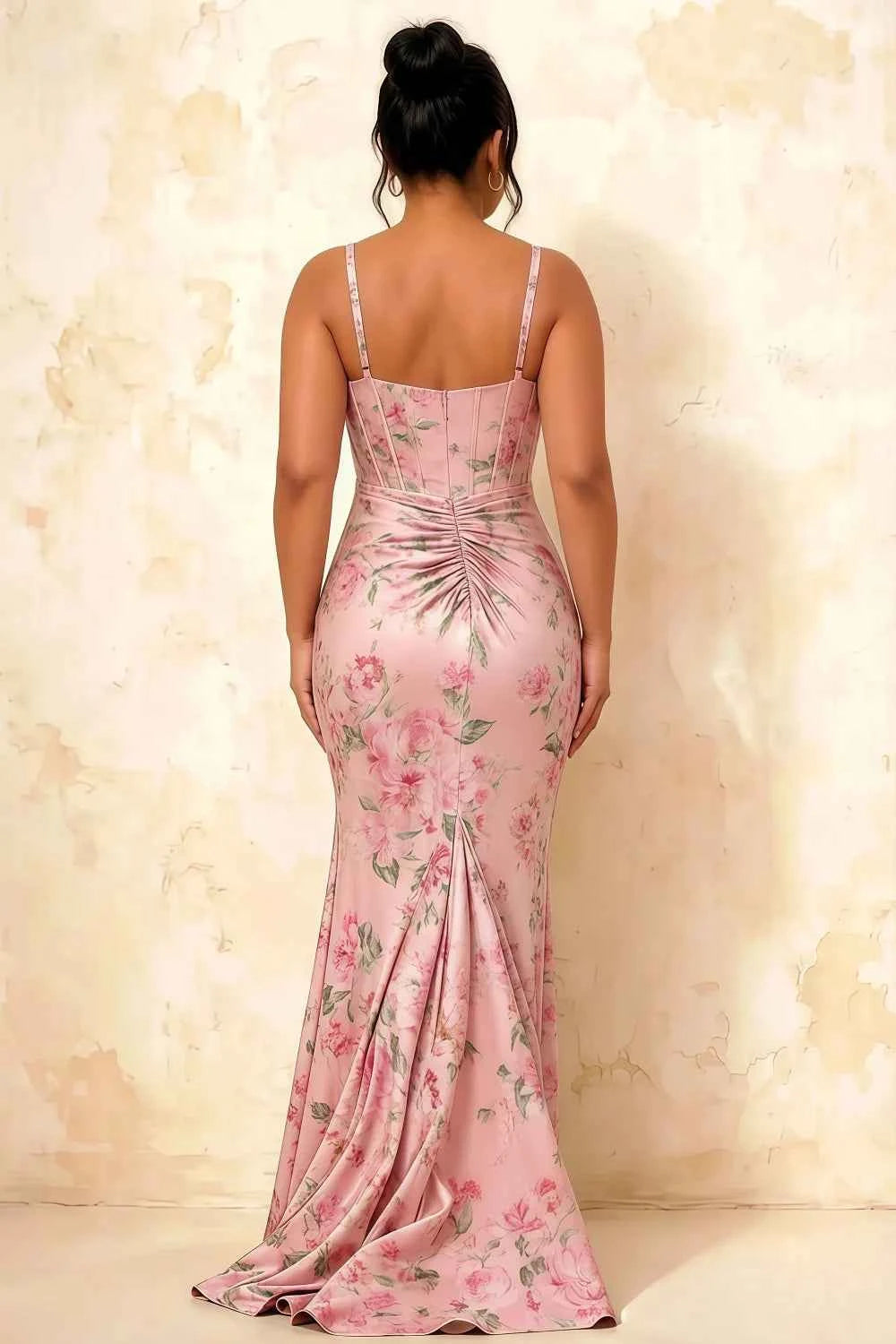 Isabella Pink Floral Square Neck Maxi Dress